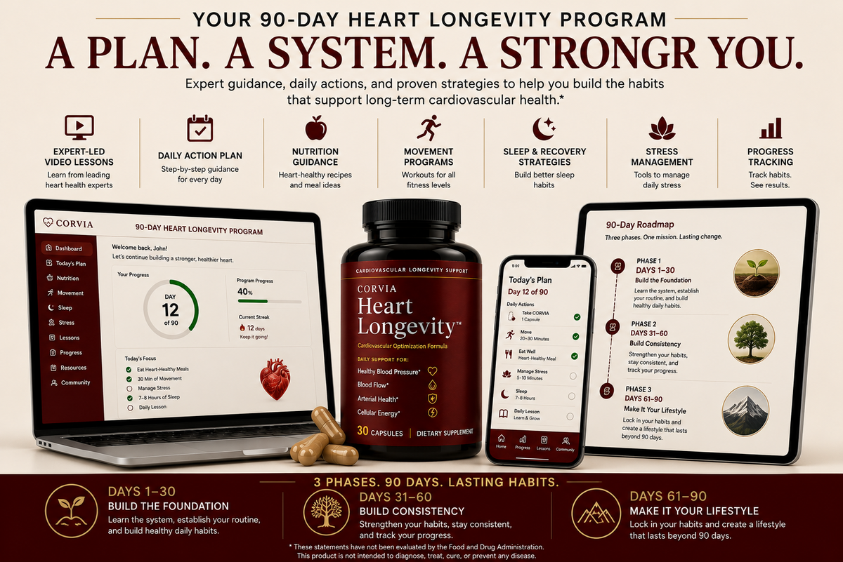 CORVIA 90-day Heart Longevity Program roadmap
