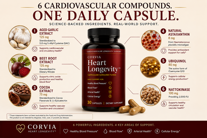 Six cardiovascular compounds in CORVIA Heart Longevity