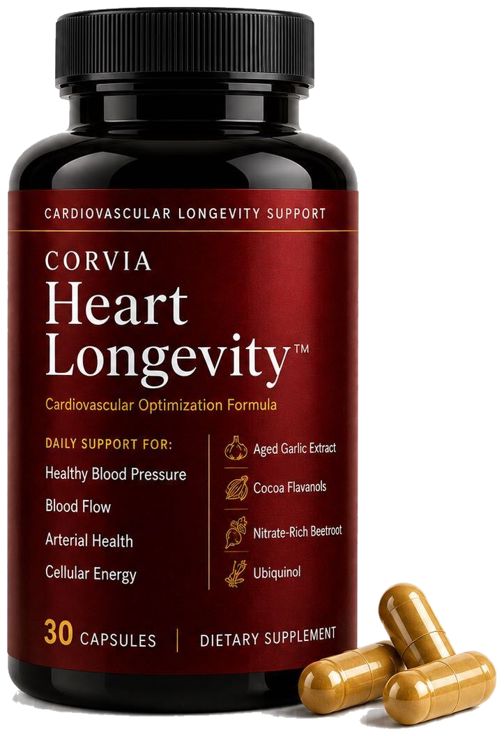 CORVIA Heart Longevity bottle with capsules